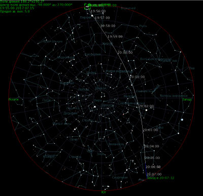 Наблюдение Иридиумов и других ИСЗ 14 Июль 2017 20:16 второе