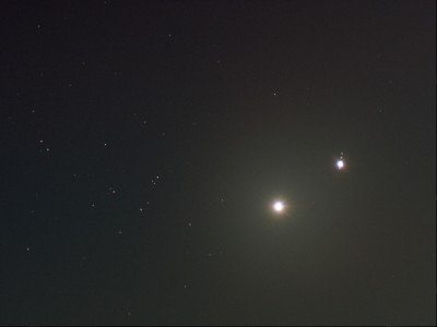 Тесное сближение Венеры, Юпитера и М44 18 Август 2014 16:14