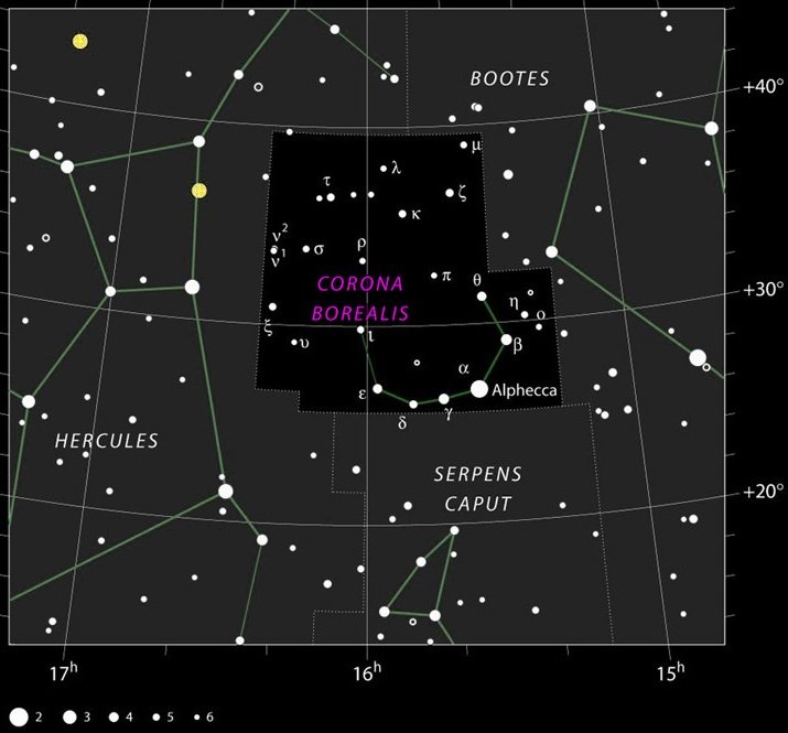 AstroScope - клуб любителей астрономии, астрономический форум. Форум о  телескопах, астрономии, астрофото, микроскопах. Обсуждения, Консультации. •  Созвездие Северная Корона • Летние созвездия